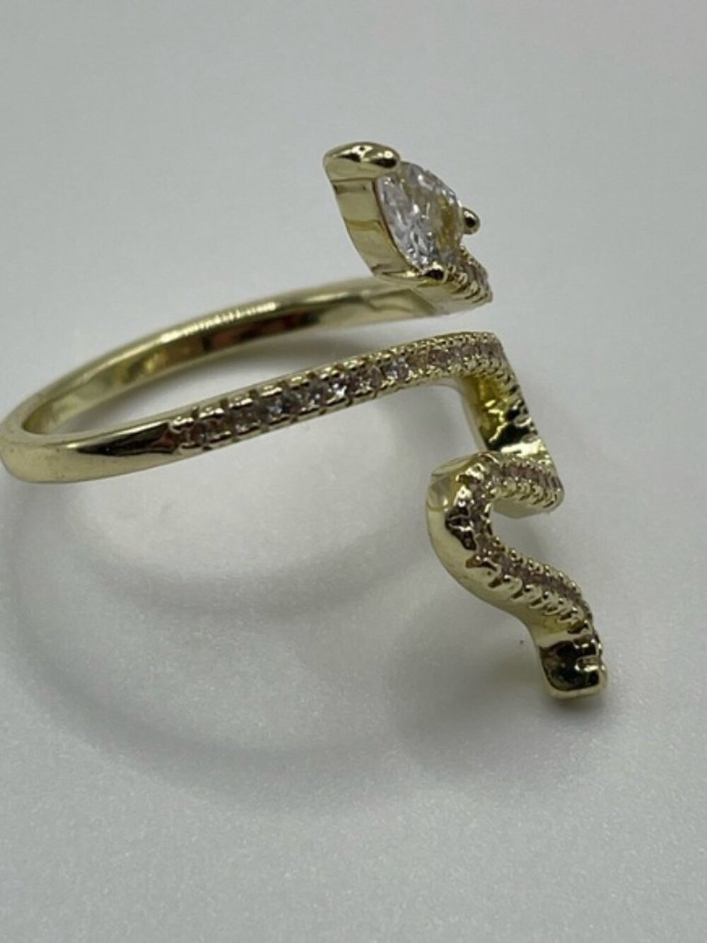 14K Gold Plated Swarovski Crystal Accented‎ Winding Snake Ring Size 6 - Picture 4 of 8